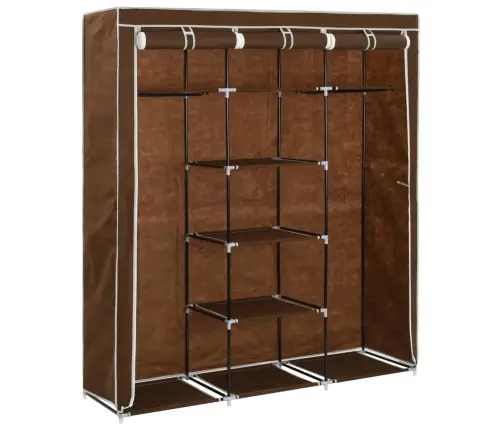 Auduma Skapis Ar Nodalījumiem Un Stieņiem, Brūns, 150X45X175 Cm Vidaxl