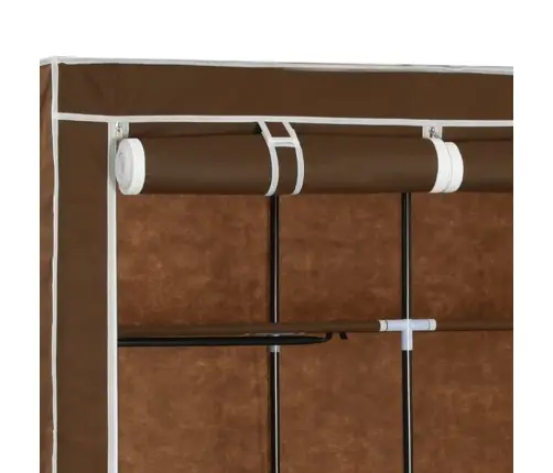 Auduma Skapis Ar Nodalījumiem Un Stieņiem, Brūns, 150X45X175 Cm Vidaxl