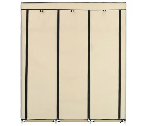 Auduma Skapis Ar Nodalījumiem Un Stieņiem, Bēšs, 150X45X175 Cm Vidaxl