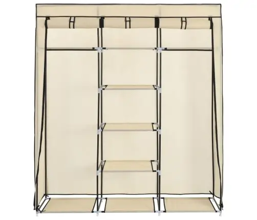 Auduma Skapis Ar Nodalījumiem Un Stieņiem, Bēšs, 150X45X175 Cm Vidaxl