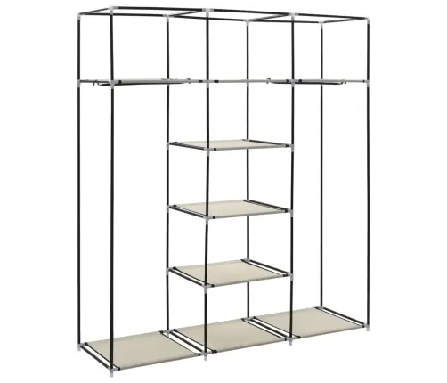 Auduma Skapis Ar Nodalījumiem Un Stieņiem, Bēšs, 150X45X175 Cm Vidaxl