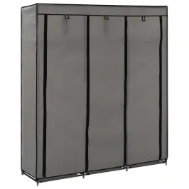 Auduma Skapis Ar Nodalījumiem, Stieņiem, Pelēks, 150X45X175 Cm Vidaxl