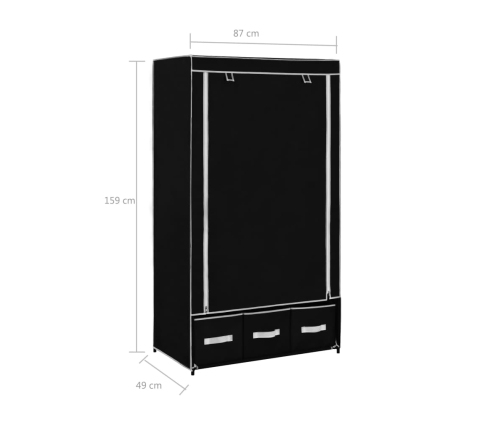 Skapis, 87X49X159 Cm, Melns Audums Vidaxl