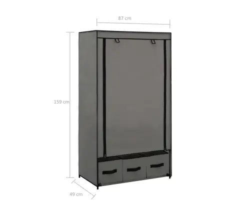 Skapis, 87X49X159 Cm, Pelēks Audums Vidaxl