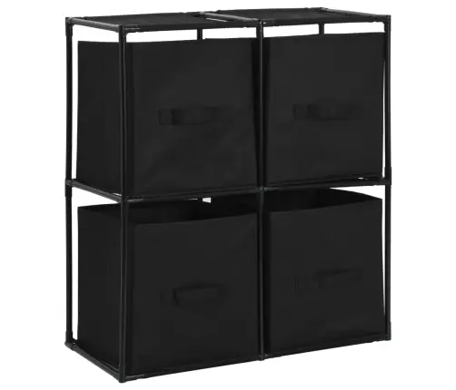 Plaukts Ar 4 Auduma Groziem, Melns, 63X30X71 Cm, Tērauds Vidaxl