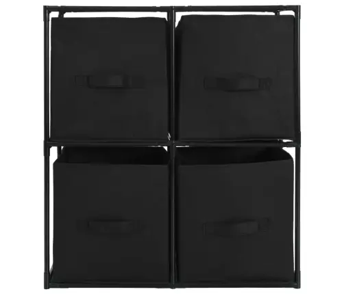 Plaukts Ar 4 Auduma Groziem, Melns, 63X30X71 Cm, Tērauds Vidaxl