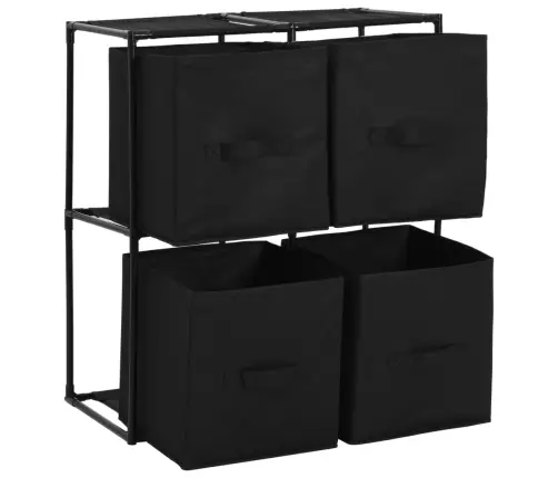 Plaukts Ar 4 Auduma Groziem, Melns, 63X30X71 Cm, Tērauds Vidaxl