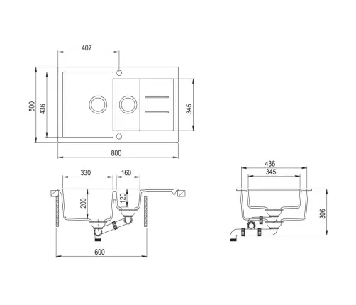 Virtuves Izlietne, Divas Bļodas, Bēšs Granīts Vidaxl