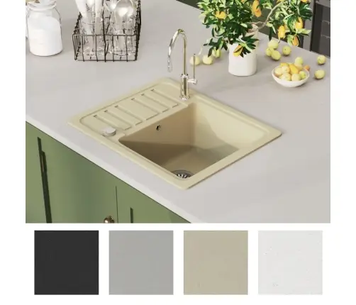 Virtuves Izlietne, Viena Bļoda, Bēšs Granīts Vidaxl