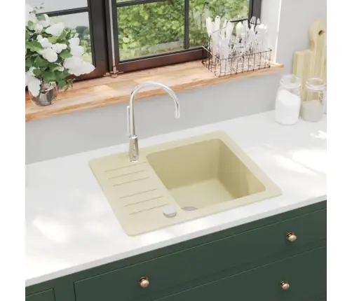 Virtuves Izlietne, Viena Bļoda, Bēšs Granīts Vidaxl