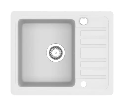 Virtuvinė Plautuvė, Balta, Granitas, Vieno Dubens