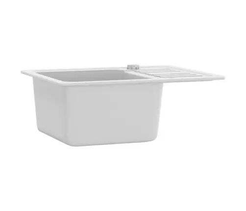 Virtuvinė Plautuvė, Balta, Granitas, Vieno Dubens