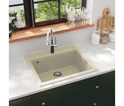 Virtuves Izlietne, Viena Bļoda, Bēšs Granīts Vidaxl