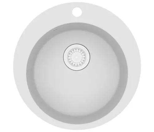 Apaļa Virtuves Izlietne, Viena Bļoda, Balts Granīts Vidaxl