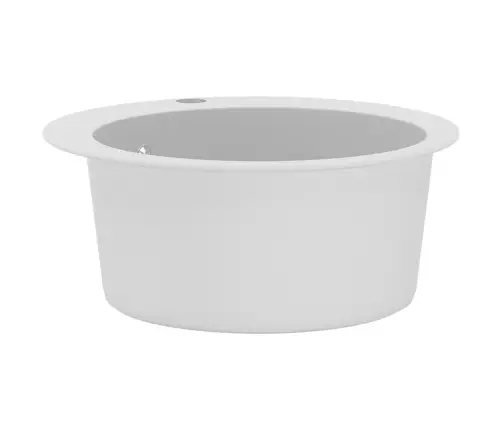 Apaļa Virtuves Izlietne, Viena Bļoda, Balts Granīts Vidaxl