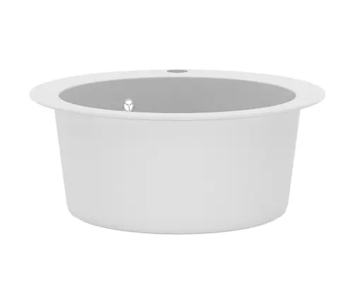 Apaļa Virtuves Izlietne, Viena Bļoda, Balts Granīts Vidaxl