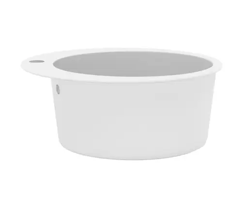 Apaļa Virtuves Izlietne, Viena Bļoda, Balts Granīts Vidaxl