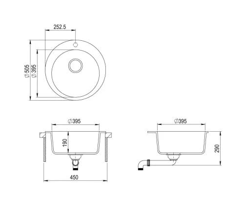 Apaļa Virtuves Izlietne, Viena Bļoda, Balts Granīts Vidaxl
