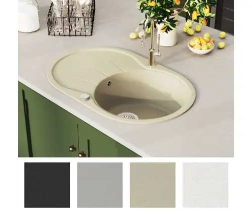 Ühepoolne Köögivalamu, Graniit, Ovaalne, Beež