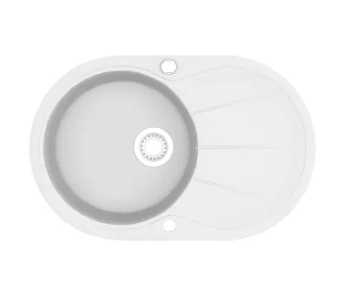 Ovāla Virtuves Izlietne, Viena Bļoda, Balts Granīts Vidaxl