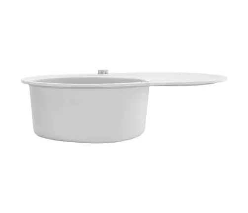 Ovāla Virtuves Izlietne, Viena Bļoda, Balts Granīts Vidaxl