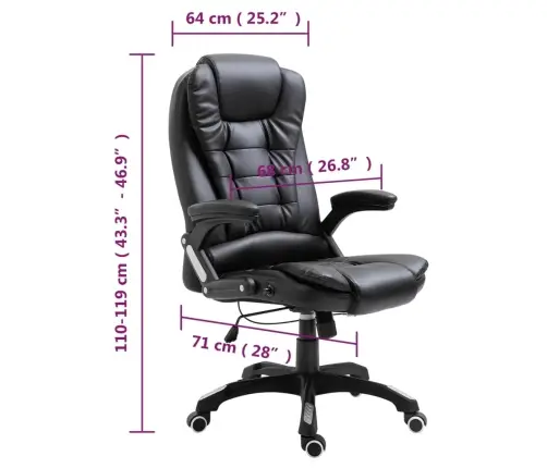 Biroja Krēsls, Melna Mākslīgā Āda Vidaxl