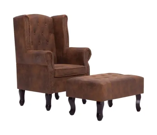 Atpūtas Krēsls Un Kāju Soliņš, Brūna Mākslīgā Zamšāda Vidaxl Atpūtas Krēsls Un Kāju Soliņš, Brūna Mākslīgā Zamšāda Vidaxl
