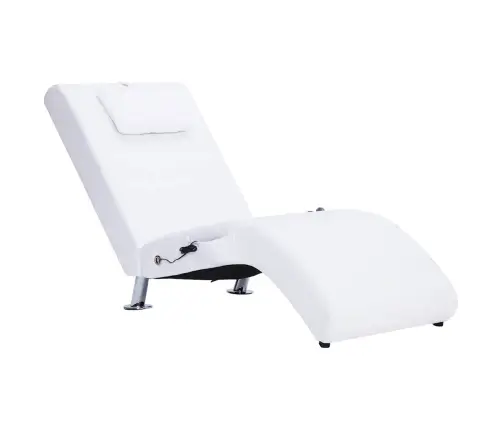 Masāžas Zvilnis Ar Spilvenu, Balta Mākslīgā Āda Vidaxl