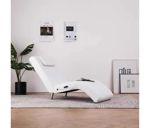 Masāžas Zvilnis Ar Spilvenu, Balta Mākslīgā Āda Vidaxl