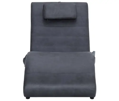 Masažinis Gultas Su Pagalve, Pilkas, Dirbtinė Versta Oda