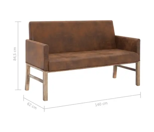 Sols Ar Roku Balstiem, 140 Cm, Brūna Mākslīgā Zamšāda Vidaxl