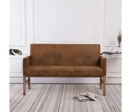 Sols Ar Roku Balstiem, 140 Cm, Brūna Mākslīgā Zamšāda Vidaxl