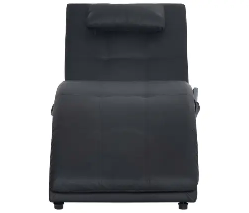 Masāžas Zvilnis Ar Spilvenu, Melna Mākslīgā Āda Vidaxl