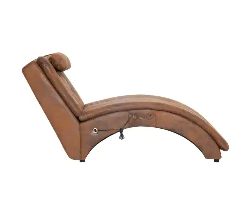 Masāžas Zvilnis Ar Spilvenu, Brūna Mākslīgā Zamšāda Vidaxl