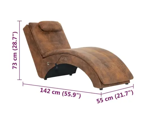 Masāžas Zvilnis Ar Spilvenu, Brūna Mākslīgā Zamšāda Vidaxl