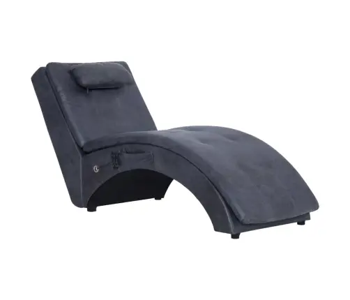 Masāžas Zvilnis Ar Spilvenu, Pelēka Mākslīgā Zamšāda Vidaxl