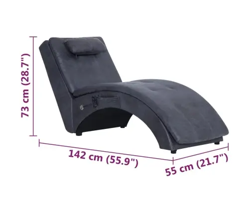 Masāžas Zvilnis Ar Spilvenu, Pelēka Mākslīgā Zamšāda Vidaxl