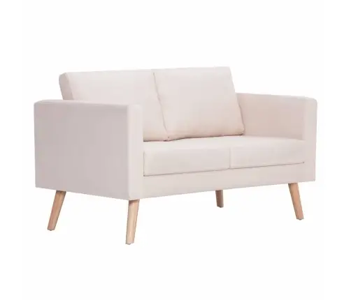 Divvietīgs Dīvāns, Krēmkrāsas Audums Vidaxl