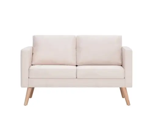 Divvietīgs Dīvāns, Krēmkrāsas Audums Vidaxl