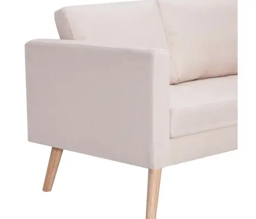 Divvietīgs Dīvāns, Krēmkrāsas Audums Vidaxl