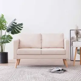 Dvivietė Sofa, Kreminės Spalvos, Audinys