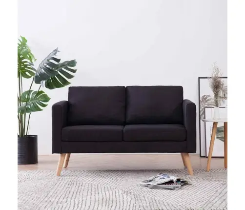 Divvietīgs Dīvāns, Melns Audums Vidaxl