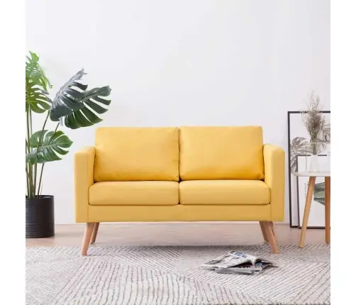 Divvietīgs Dīvāns, Dzeltens Audums Vidaxl