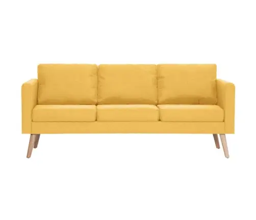 Trīsvietīgs Dīvāns, Dzeltens Audums Vidaxl Trīsvietīgs Dīvāns, Dzeltens Audums Vidaxl