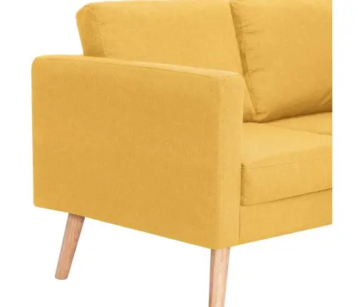 Trīsvietīgs Dīvāns, Dzeltens Audums Vidaxl Trīsvietīgs Dīvāns, Dzeltens Audums Vidaxl