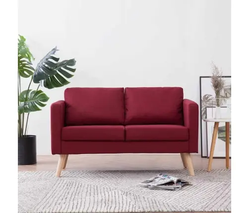 Divvietīgs Dīvāns, Vīnsarkans Audums Vidaxl