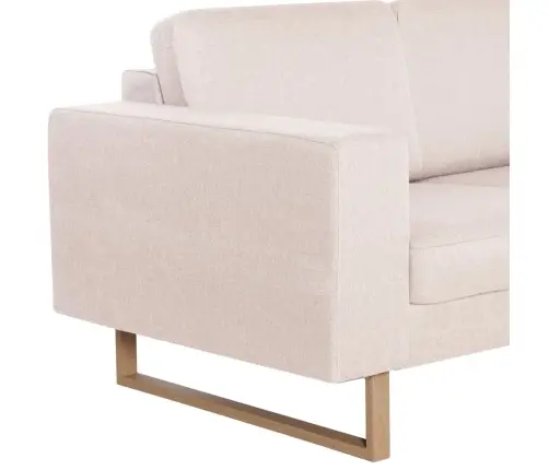 Divvietīgs Dīvāns, Krēmkrāsas Audums Vidaxl
