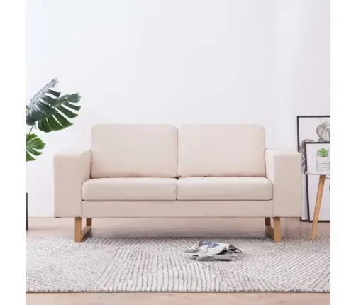 Divvietīgs Dīvāns, Krēmkrāsas Audums Vidaxl