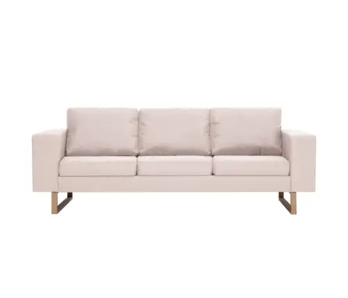 Trīsvietīgs Dīvāns, Krēmkrāsas Audums Vidaxl