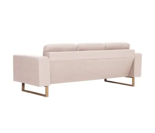 Trīsvietīgs Dīvāns, Krēmkrāsas Audums Vidaxl